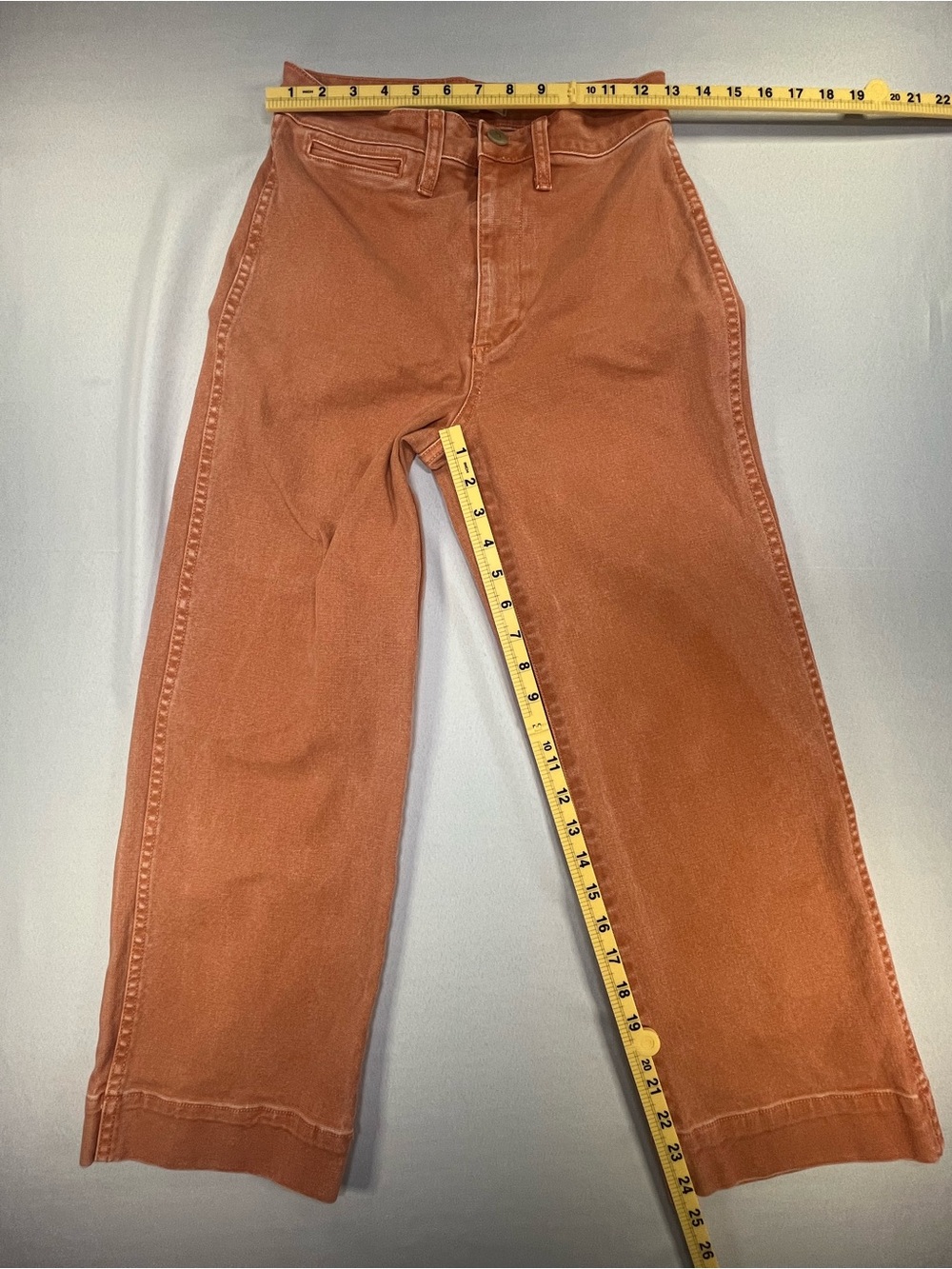 Madewell Emmett Wide Leg Crop Rust Orange Canvas High Rise Pants Size 25 - Picture 9 of 10